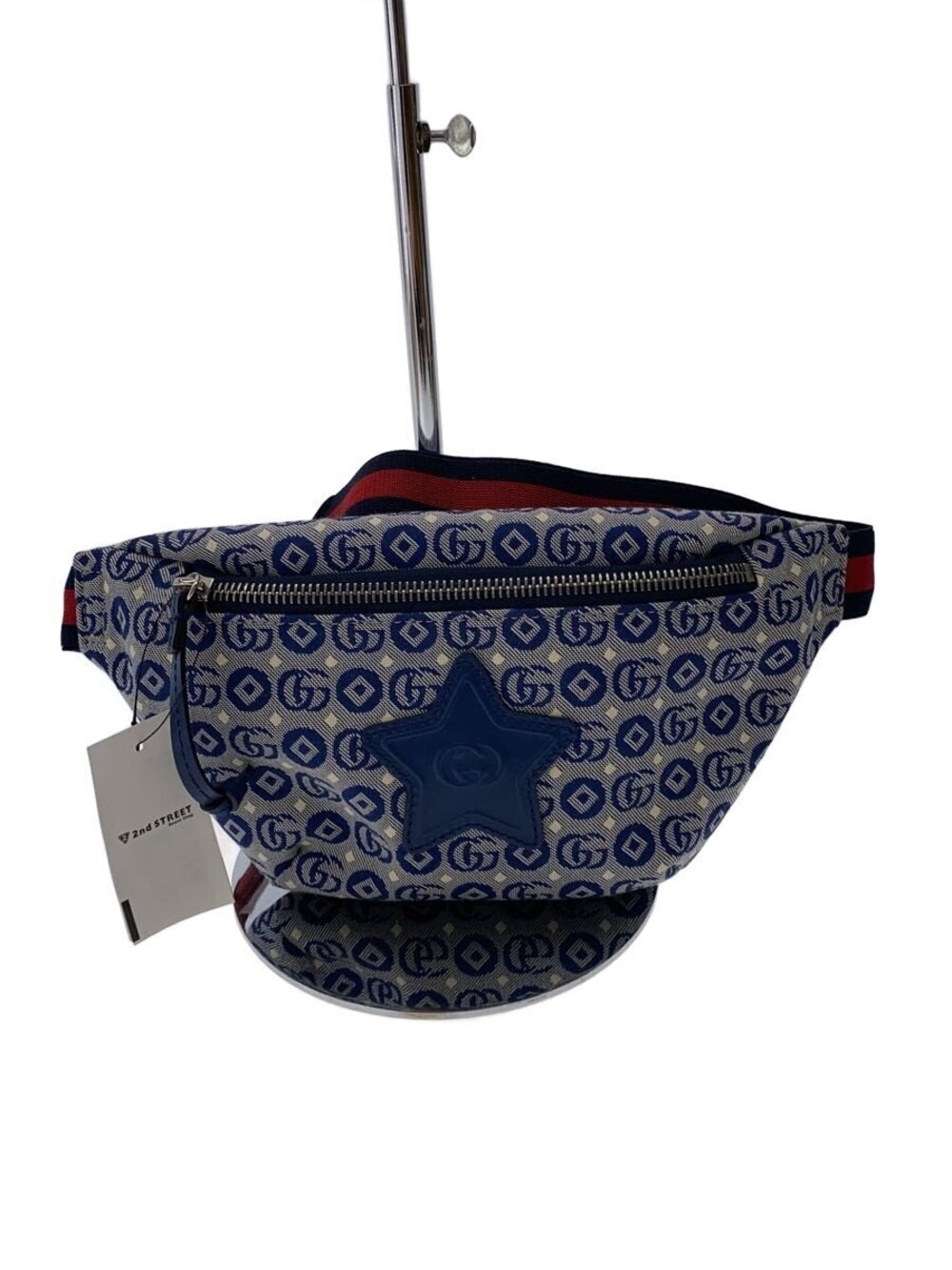 Gucci Waist Belt Crossbody Bag Canvas Indigo Blue All over